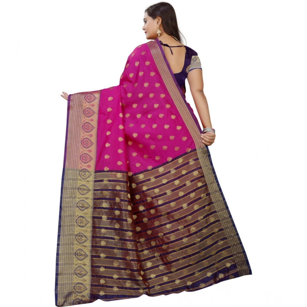 Seduva Women's Silk Blend Woven Saree With Unstitched Blouse 5.5Mtr (Purple-Pink)