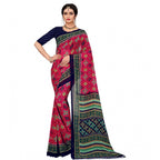 Seduva Women's Georgette Floral Print Saree With Unstitched Blouse 5.5Mtr (Pink)