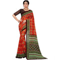 Seduva Women's Georgette Floral Print Saree With Unstitched Blouse 5.5Mtr (Orange)