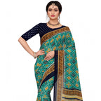Seduva Women's Georgette Floral Print Saree With Unstitched Blouse 5.5Mtr (Dark Green)