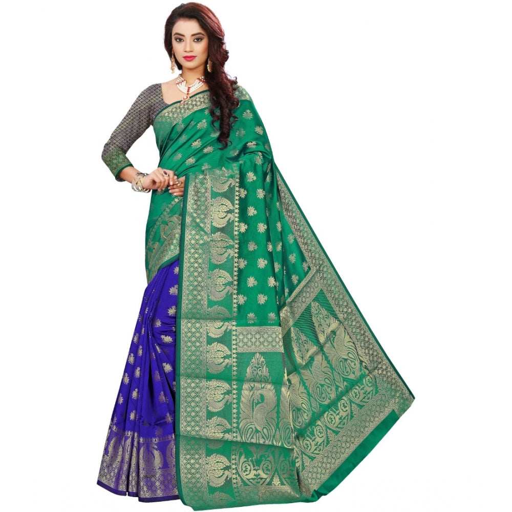 Seduva Women's Jacquard Woven Saree With Unstitched Blouse 5.5Mtr (Green)