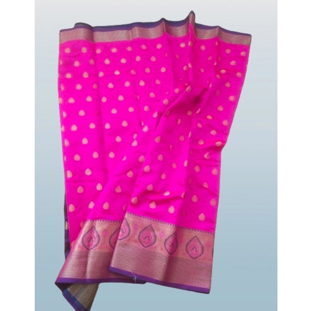 Seduva Women's Silk Blend Woven Saree With Unstitched Blouse 5.5Mtr (Pink)