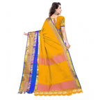 Seduva Women's Jacquard Woven Saree With Unstitched Blouse 5.5Mtr (Yellow)