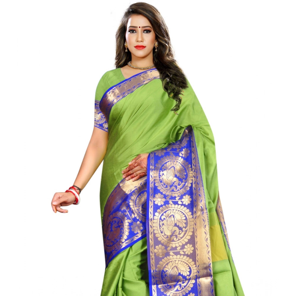 Seduva Women's Jacquard Woven Saree With Unstitched Blouse 5.5Mtr (Green)