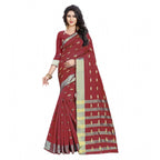 Seduva Women's Silk Blend Woven Saree With Unstitched Blouse 5.5Mtr (Red)