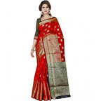 Seduva Women's Jacquard Woven Saree With Unstitched Blouse 5.5Mtr (Red)
