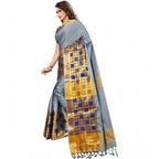 Seduva Women's Jacquard Woven Saree With Unstitched Blouse 5.5Mtr (Light Blue)