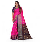 Seduva Women's Silk Blend Woven Saree With Unstitched Blouse 5.5Mtr (Pink)