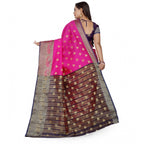 Seduva Women's Jacquard Woven Saree With Unstitched Blouse 5.5Mtr (Pink)
