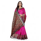 Seduva Women's Jacquard Woven Saree With Unstitched Blouse 5.5Mtr (Pink)
