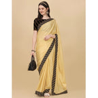 Seduva Women's Chiffon Self Design Saree With Unstitched Blouse 5.5Mtr (Yellow)