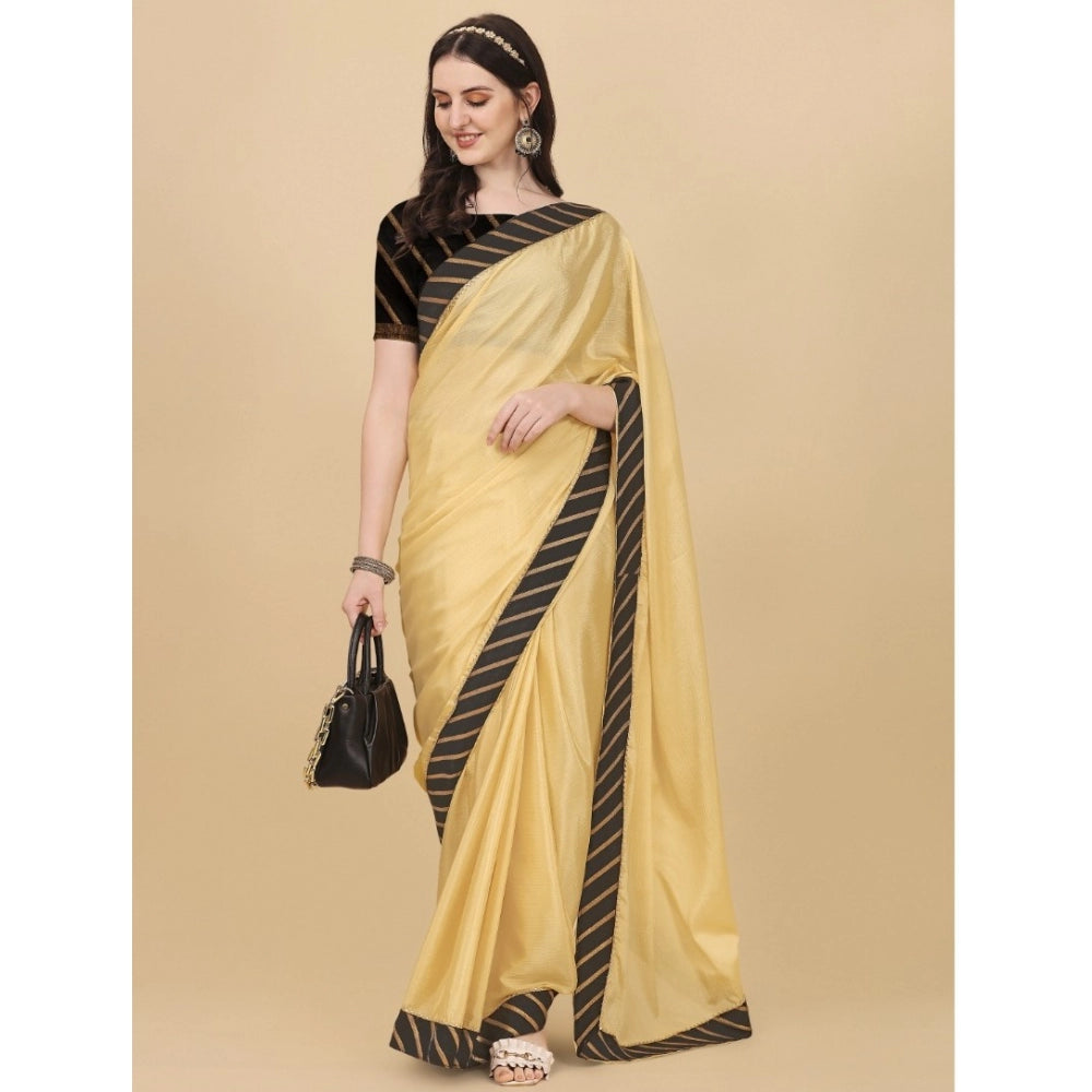 Seduva Women's Chiffon Self Design Saree With Unstitched Blouse 5.5Mtr (Yellow)