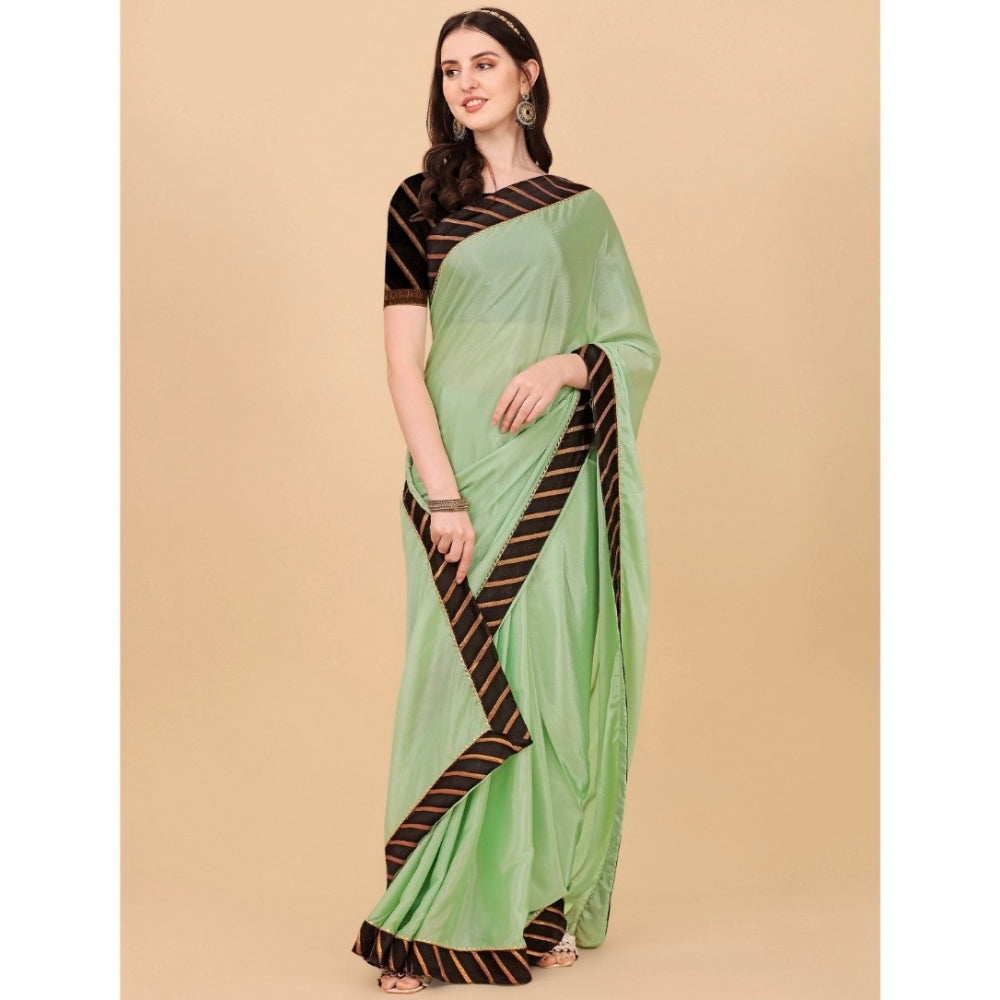 Seduva Women's Chiffon Self Design Saree With Unstitched Blouse 5.5Mtr (Light Green)