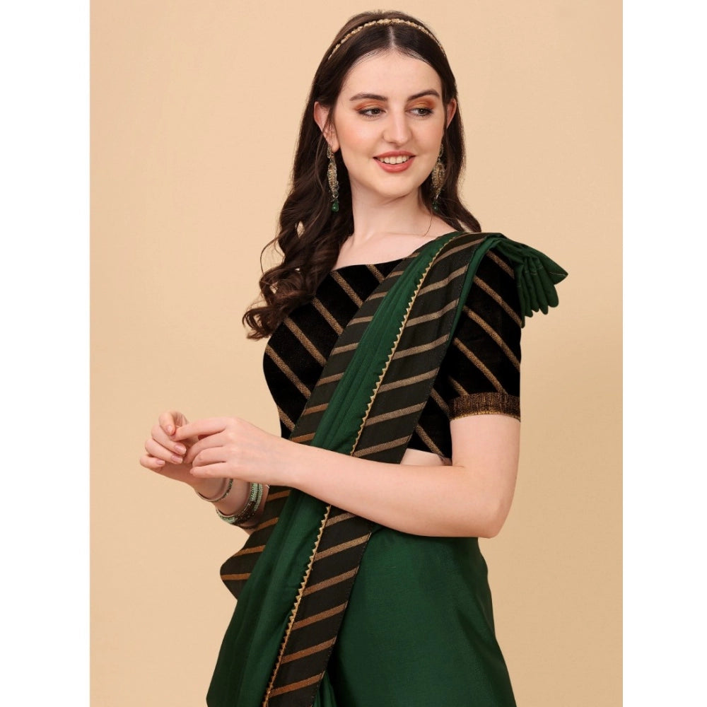 Seduva Women's Chiffon Self Design Saree With Unstitched Blouse 5.5Mtr (Green)
