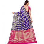 Seduva Women's Jacquard Woven Saree With Unstitched Blouse 5.5Mtr (Blue)