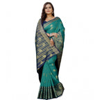 Seduva Women's Silk Blend Woven Saree With Unstitched Blouse 5.5Mtr (Dark Blue-Green)