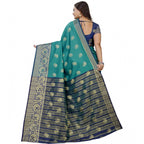 Seduva Women's Silk Blend Woven Saree With Unstitched Blouse 5.5Mtr (Dark Blue-Green)