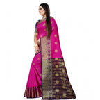 Seduva Women's Silk Blend Woven Saree With Unstitched Blouse 5.5Mtr (Blue-Pink)