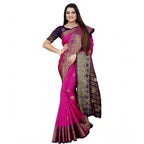 Seduva Women's Silk Blend Woven Saree With Unstitched Blouse 5.5Mtr (Blue-Pink)