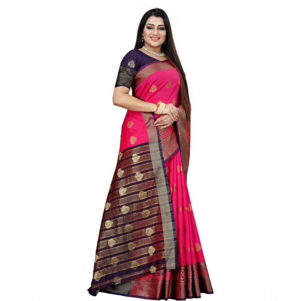 Seduva Women's Silk Blend Woven Saree With Unstitched Blouse 5.5Mtr (Purple-Pink)