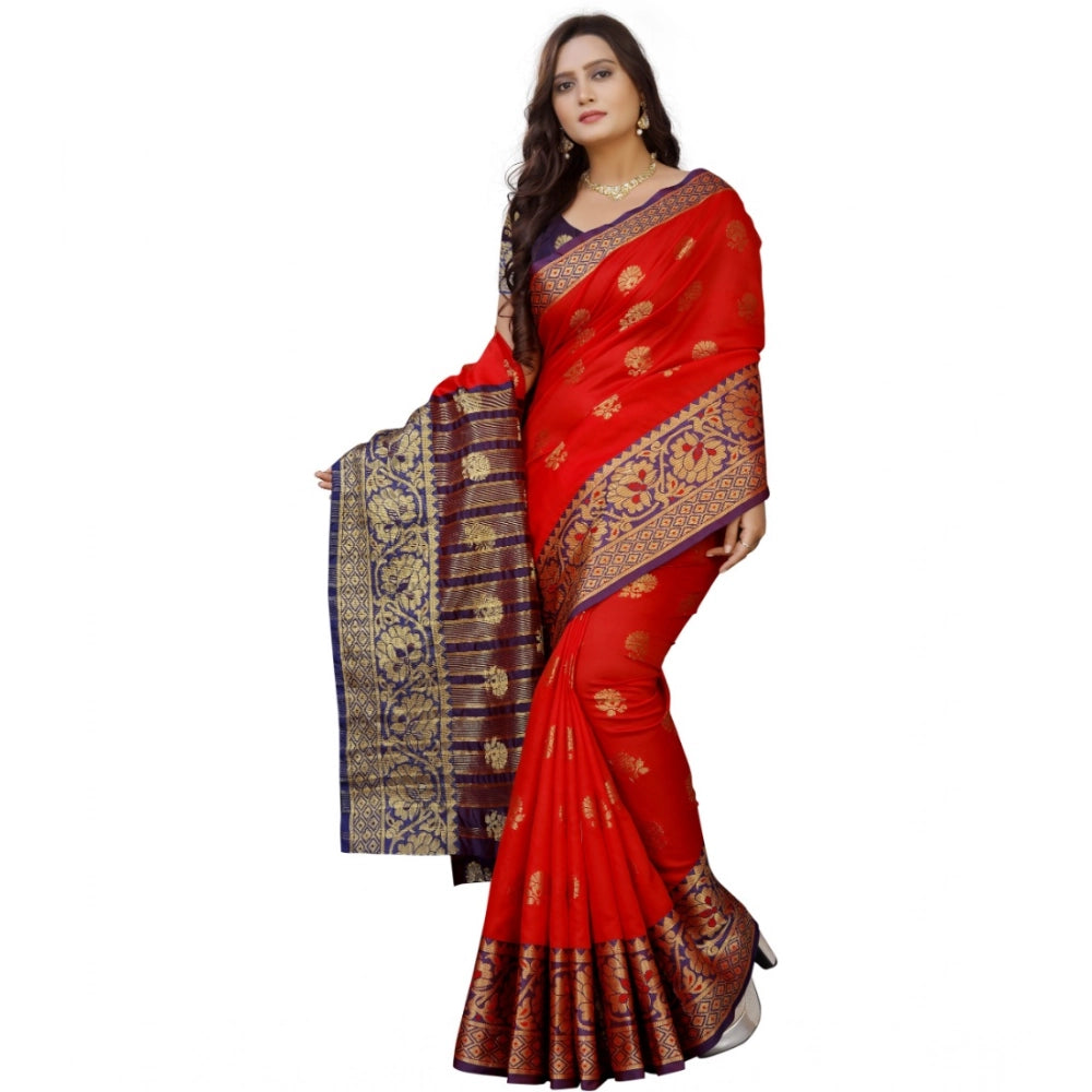 Seduva Women's Silk Blend Woven Saree With Unstitched Blouse 5.5Mtr (Purple-Red)