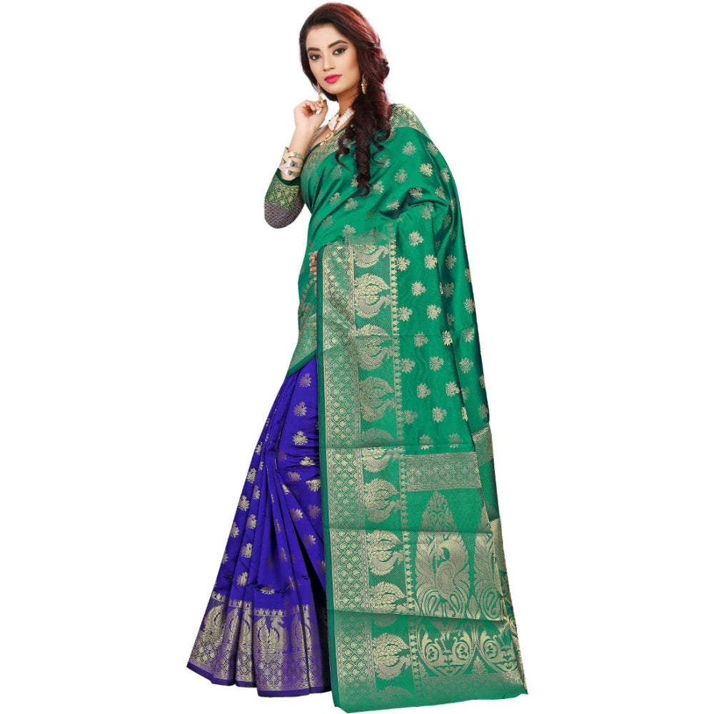 Seduva Women's Jacquard Woven Saree With Unstitched Blouse 5.5Mtr (Green)