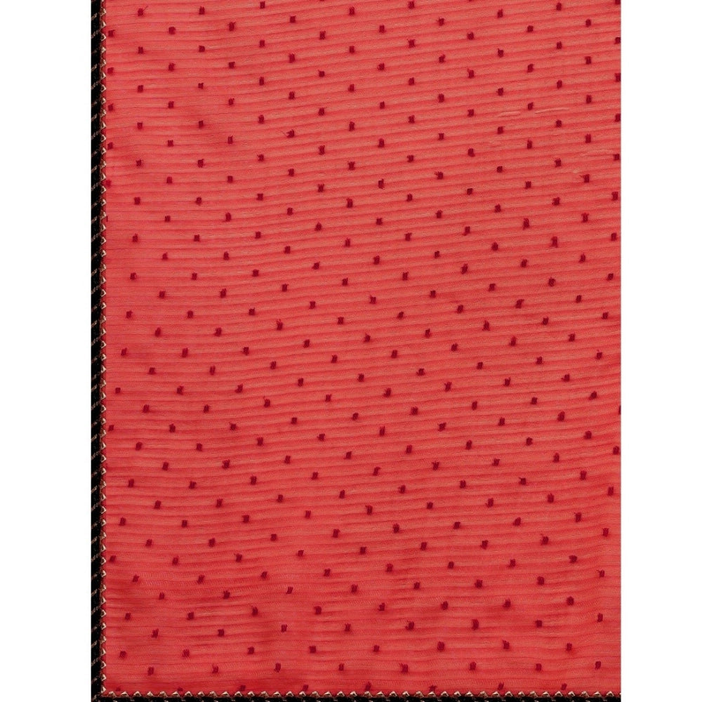 Seduva Women's Silk Blend Embellished Saree With Unstitched Blouse 5.5Mtr (Red)