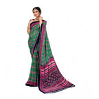 Seduva Women's Georgette Floral Print Saree With Unstitched Blouse 5.5Mtr (Green)