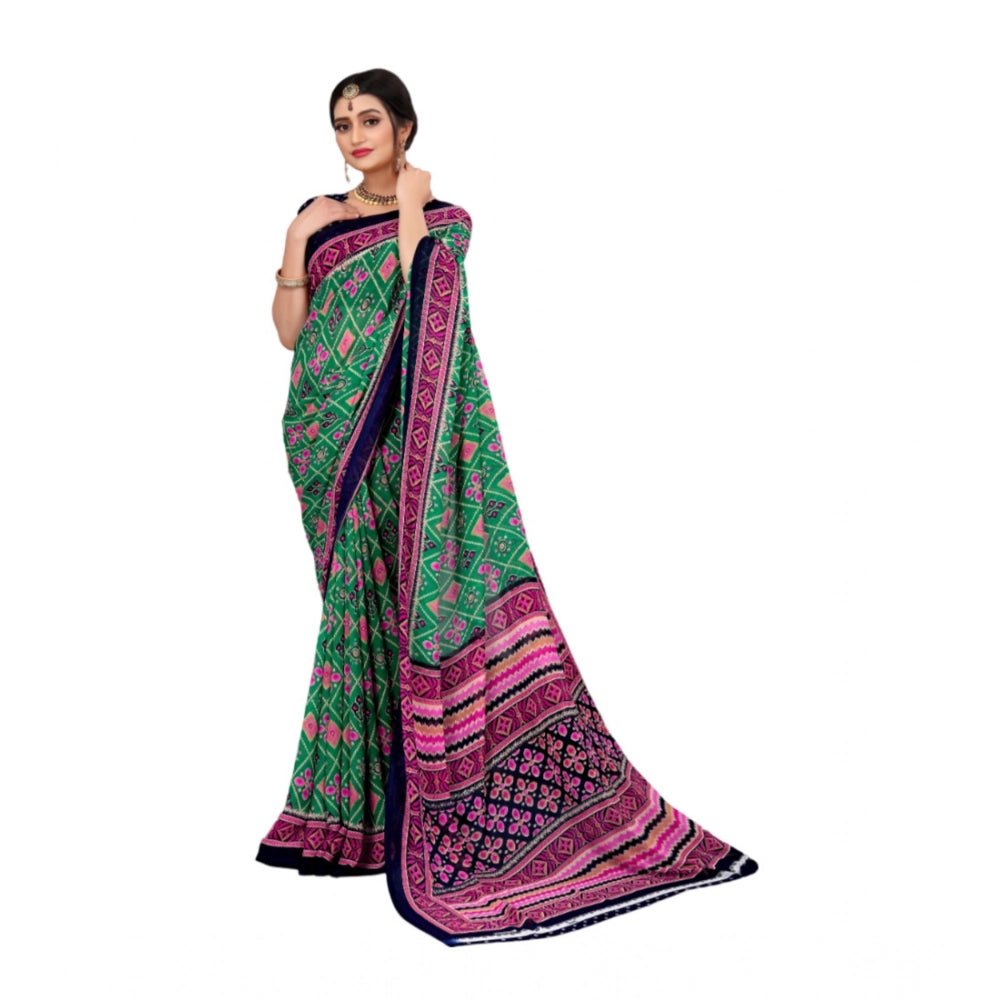 Seduva Women's Georgette Floral Print Saree With Unstitched Blouse 5.5Mtr (Green)