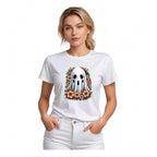 Seduva Women's Polyester Solid Printed Round Neck Half Sleeve T-shirt (White)