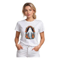 Seduva Women's Polyester Solid Printed Round Neck Half Sleeve T-shirt (White)