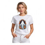 Seduva Women's Polyester Solid Printed Round Neck Half Sleeve T-shirt (White)
