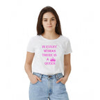 Seduva Women's Polyester Solid Printed Round Neck Half Sleeve T-shirt (White)