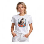 Seduva Women's Polyester Solid Printed Round Neck Half Sleeve T-shirt (White)