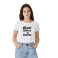 Seduva Women's Polyester Solid Printed Round Neck Half Sleeve T-shirt (White)