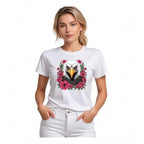 Seduva Women's Polyester Solid Printed Round Neck Half Sleeve T-shirt (White)