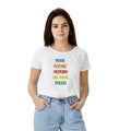 Seduva Women's Polyester Solid Printed Round Neck Half Sleeve T-shirt (White)