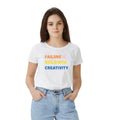 Seduva Women's Polyester Solid Printed Round Neck Half Sleeve T-shirt (White)