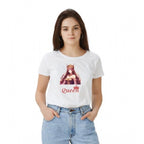 Seduva Women's Polyester Solid Printed Round Neck Half Sleeve T-shirt (White)