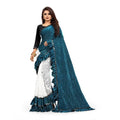 Seduva Women's Silk With Mirror Lace Solid Saree With Unstitched Blouse (Rama, 5-5 Mtrs)