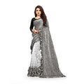 Seduva Women's Silk With Mirror Lace Solid Saree With Unstitched Blouse (Grey, 5-5 Mtrs)
