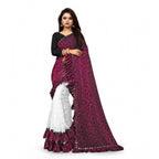 Seduva Women's Silk With Mirror Lace Solid Saree With Unstitched Blouse (Pink, 5-5 Mtrs)