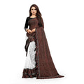 Seduva Women's Silk With Mirror Lace Solid Saree With Unstitched Blouse (Brown, 5-5 Mtrs)