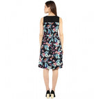 Seduva Women's Polyester Printed Sleeveless Above Knee Dress (Black - Multicolor)