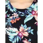 Seduva Women's Polyester Printed Sleeveless Above Knee Dress (Black - Multicolor)