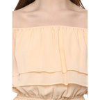 Seduva Women's Polyester Solid Sleeveless Knee-Length Dress (Beige)