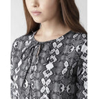 Seduva Women's Polyester Animal Print Short Sleeve Knee-Length Dress (Black - White)