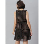 Seduva Women's Polyester Peplum Sleeveless Above Knee Dress (Black)