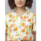 Seduva Women's Polyester Printed Flutter Above Knee Dress (Orange - Yellow)