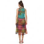 Seduva Women's Polyester Floral Sleeveless Below Knee Dress (Multicolor)